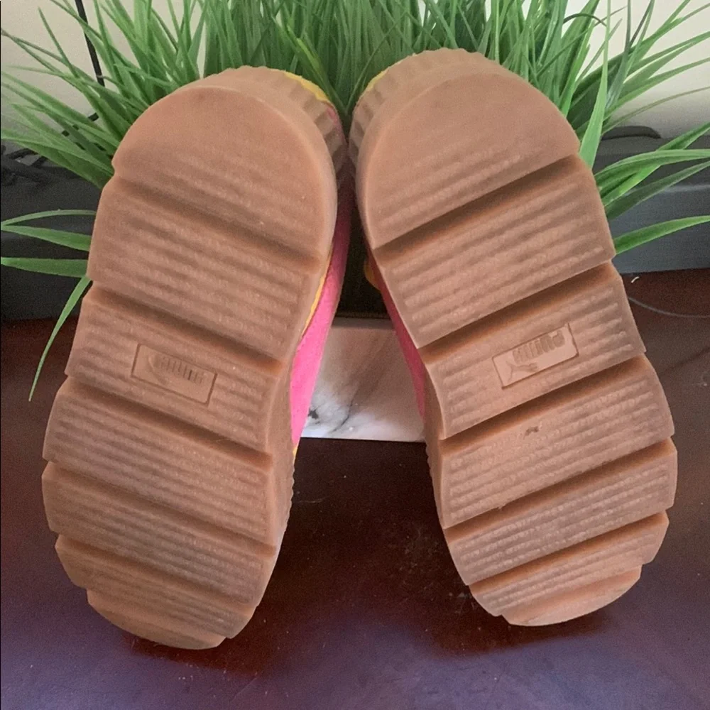 PUMA X Rihanna’s Fenty Yellow & Pink Suede Creapers Sneakers Vibrant Design EUC - Picture 6 of 11